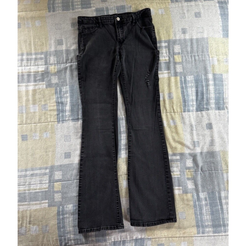 SHEIN Black Coated Classic Wide Leg Flare Boho Pants Sz US L 40/42 8/10